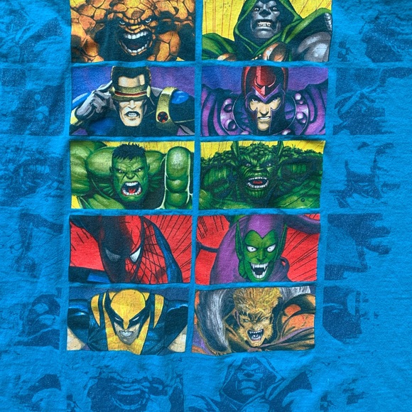 Marvel Mad Engine Shirt Y2K Heros Vs Villains Size XL Light Blue - Picture 2 of 9